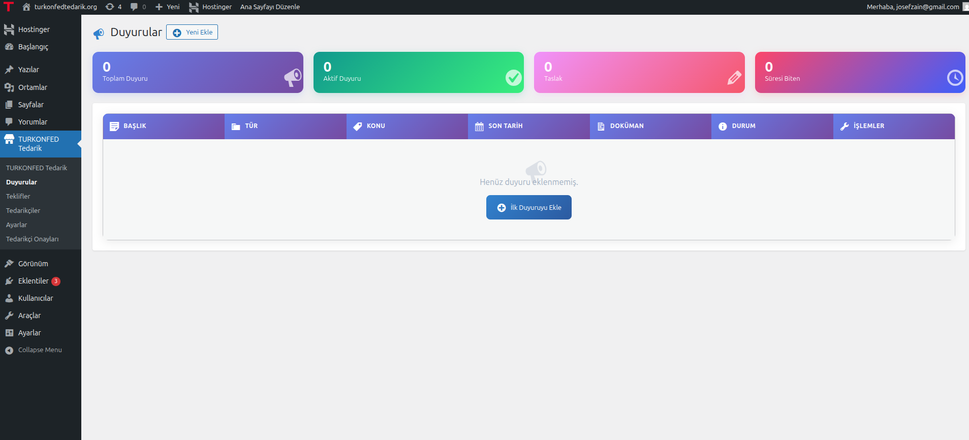 TÜRKONFED Tedarik İhale Yönetimi