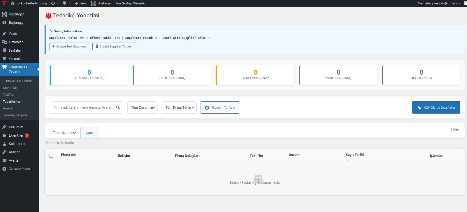 TÜRKONFED Tedarik Admin Panel